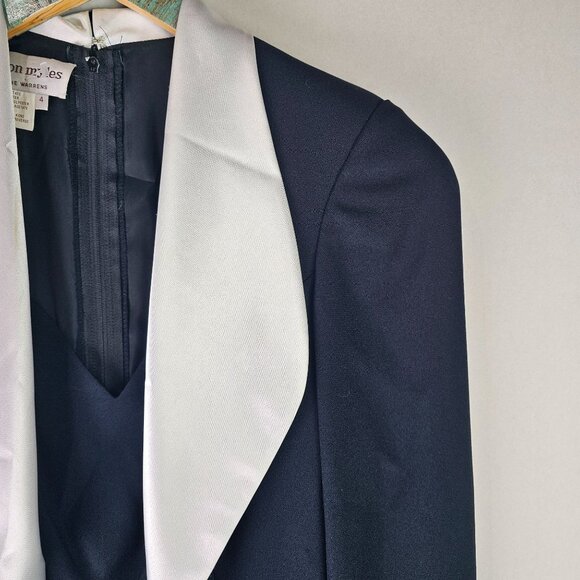 Vintage 80s Morton Myles for the Warrens Cocktail Tuxedo Sheath Style Dress, 4 - Picture 7 of 10